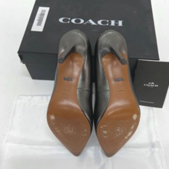 COACH Waverly Gunmetal Gray Leather High Heel Pumps with Box & Dust Bag Size 9 - Picture 10 of 12